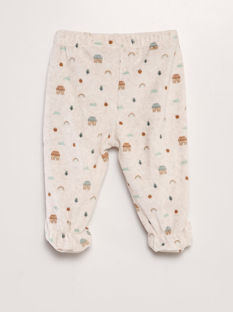 Conjunto de pijama em veludo BEGE - Kiabi