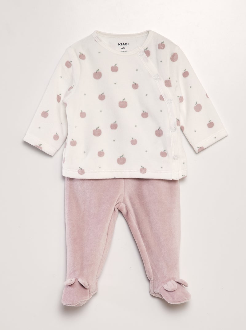 Conjunto de pijama em veludo BRANCO - Kiabi