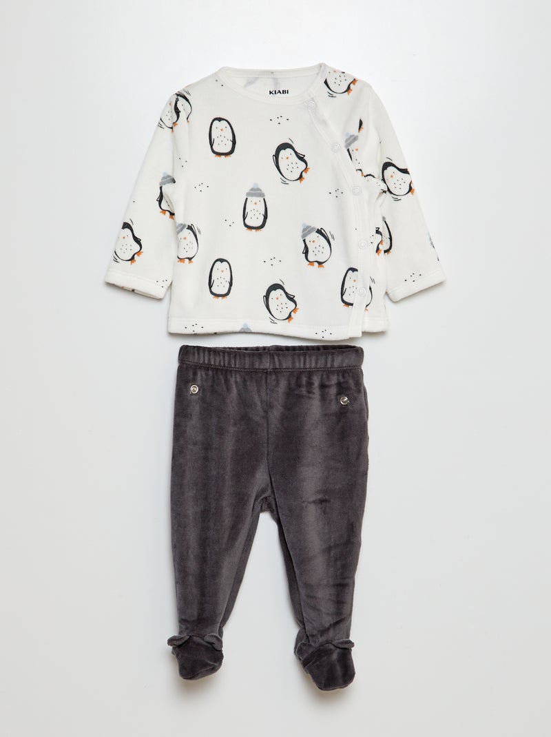 Conjunto de pijama em veludo BRANCO - Kiabi