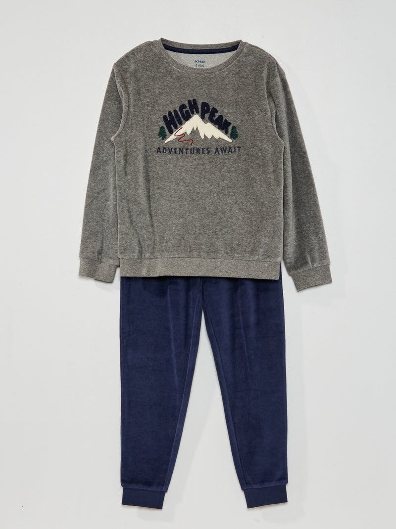 Conjunto de pijama em veludo CINZA - Kiabi