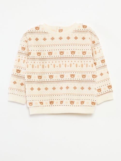 Conjunto de pijama em veludo + colete interlock em algodão - Kiabi