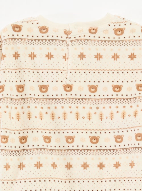 Conjunto de pijama em veludo + colete interlock em algodão - Kiabi