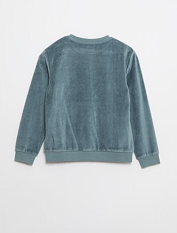 Conjunto de pijama em veludo estampado sweat + calças - 2 peças