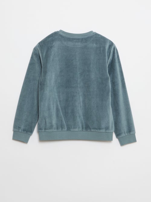 Conjunto de pijama em veludo estampado sweat + calças - 2 peças - Kiabi