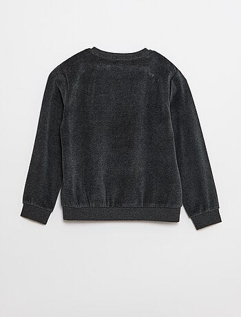 Conjunto de pijama em veludo estampado sweat + calças - 2 peças