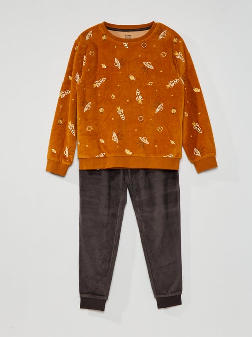 Conjunto de pijama em veludo - Kiabi
