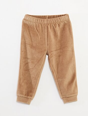 Conjunto de pijama em veludo t-shirt + calças - 2 bolsos