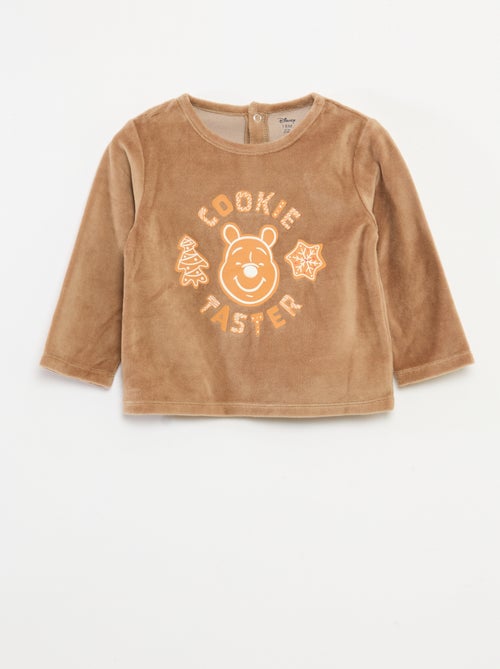 Conjunto de pijama em veludo t-shirt + calças - 2 bolsos - Kiabi