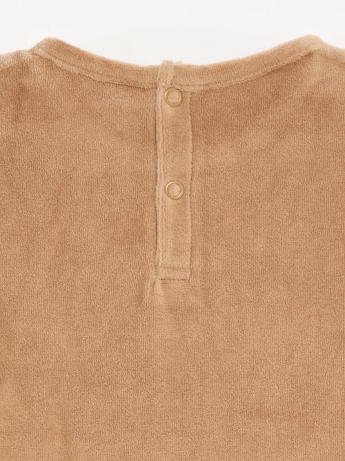 Conjunto de pijama em veludo t-shirt + calças - 2 bolsos - Kiabi