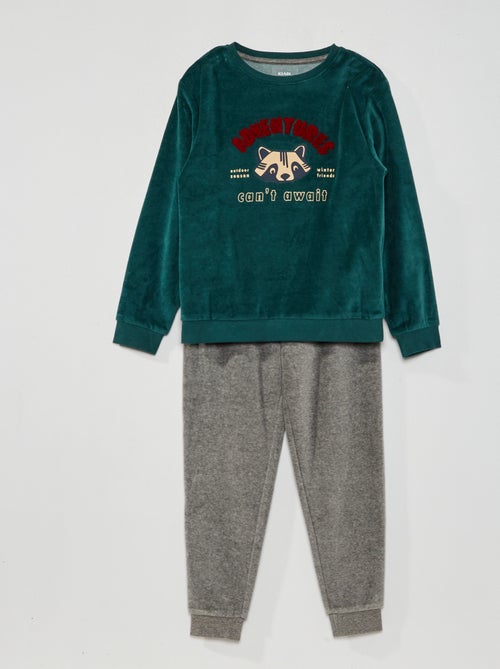 Conjunto de pijama em veludo - Kiabi