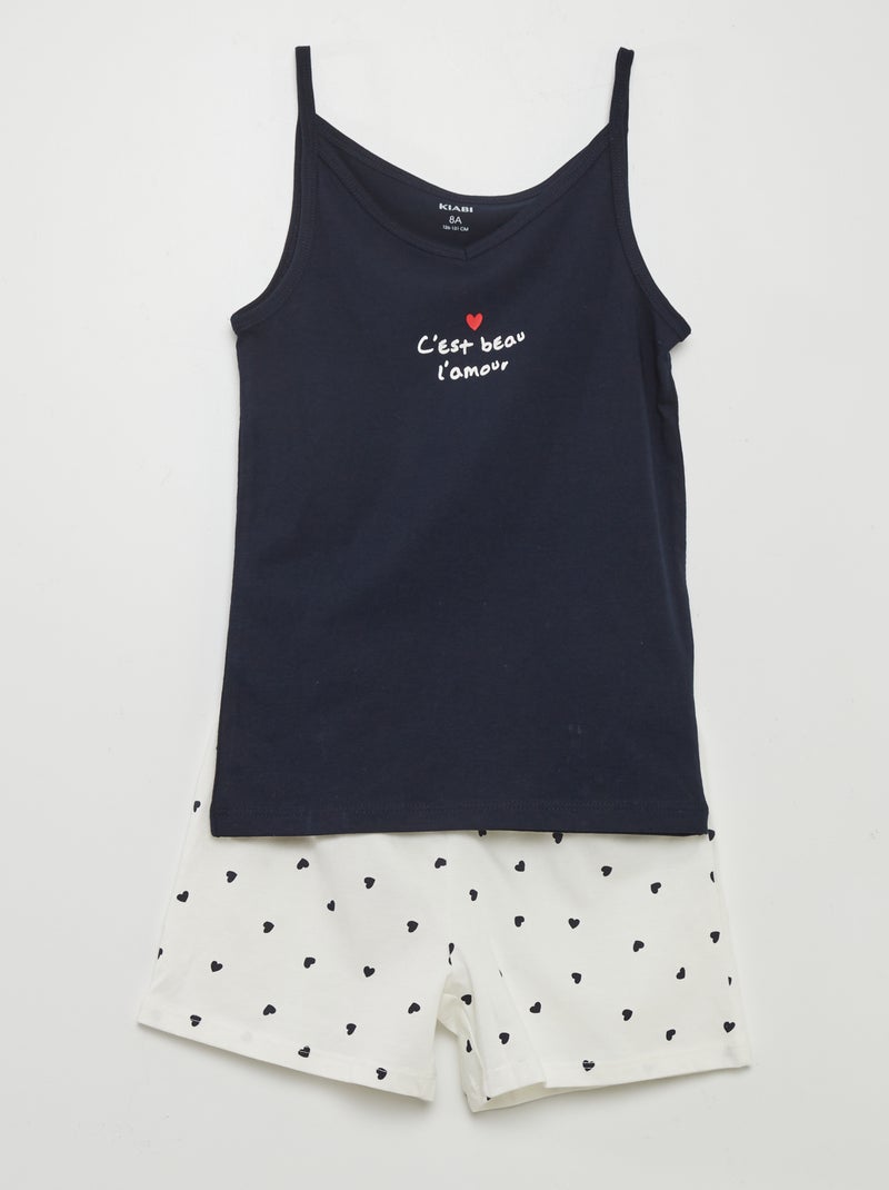 Conjunto de pijama estampado - 2 peças BRANCO - Kiabi