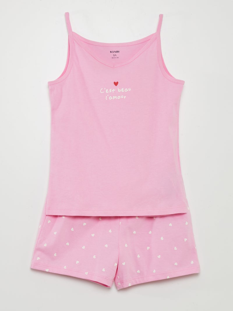 Conjunto de pijama estampado - 2 peças ROSA - Kiabi