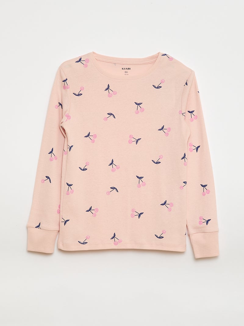 Conjunto de pijama estampado, camiseta + calça - 2 peças Rosa - Kiabi