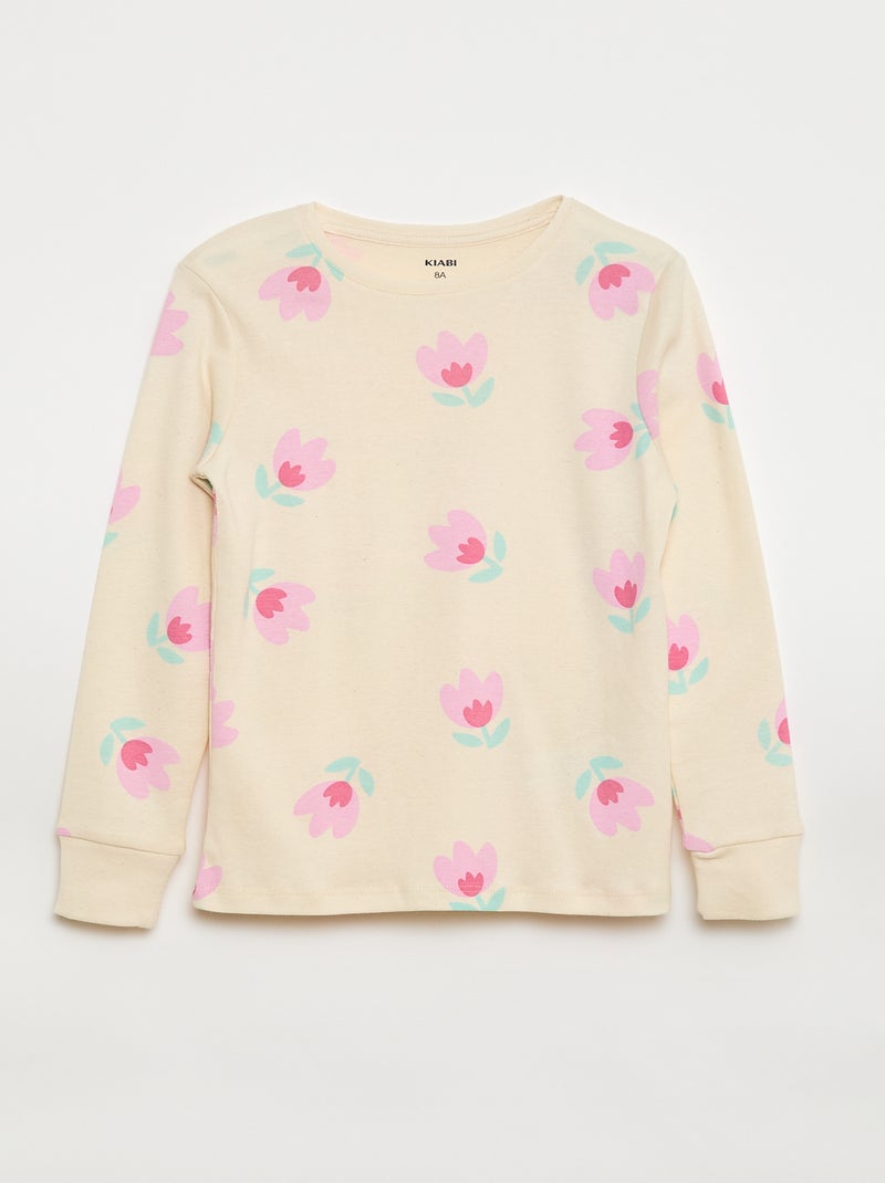 Conjunto de pijama estampado t-shirt + calças - 2 peças Branco - Kiabi