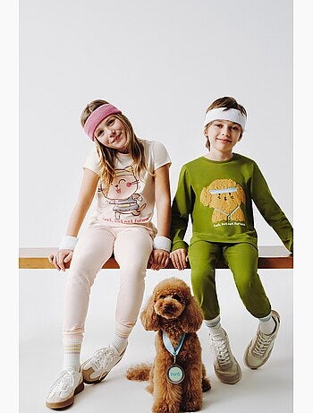 Conjunto de pijama fast cat de manga curta para menina penti