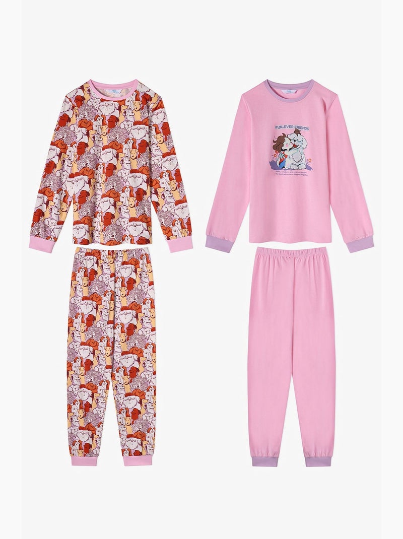 Conjunto de pijama fur-ever friends de manga comprida para menina penti Rosa/Branco - Kiabi