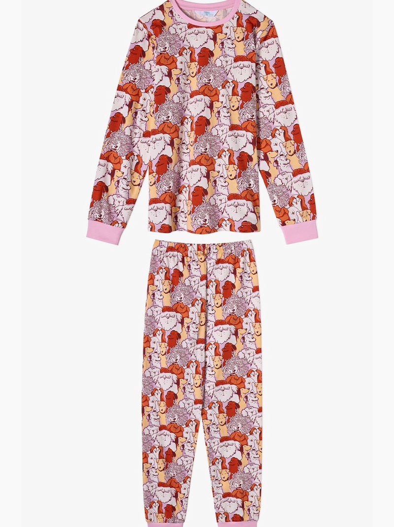 Conjunto de pijama fur-ever friends de manga comprida para menina penti Rosa/Branco - Kiabi