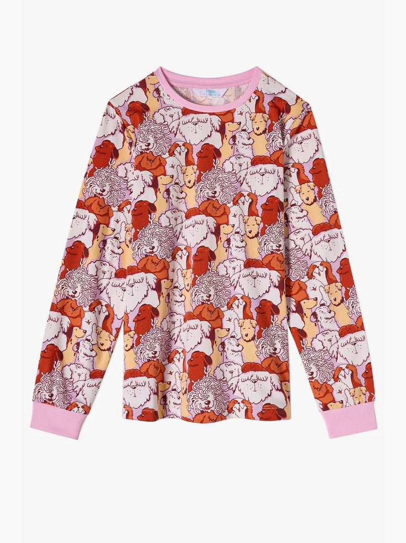 Conjunto de pijama fur-ever friends de manga comprida para menina penti Rosa/Branco - Kiabi