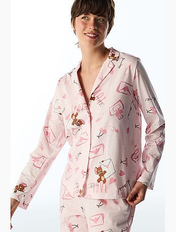 Conjunto de pijama happiness com padrão de urso, manga comprida, camisa e calça penti