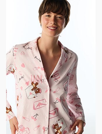 Conjunto de pijama happiness com padrão de urso, manga comprida, camisa e calça penti