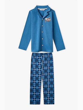 Conjunto de pijama infantil book lovers xadrez em algodão, com botões e manga comprida penti