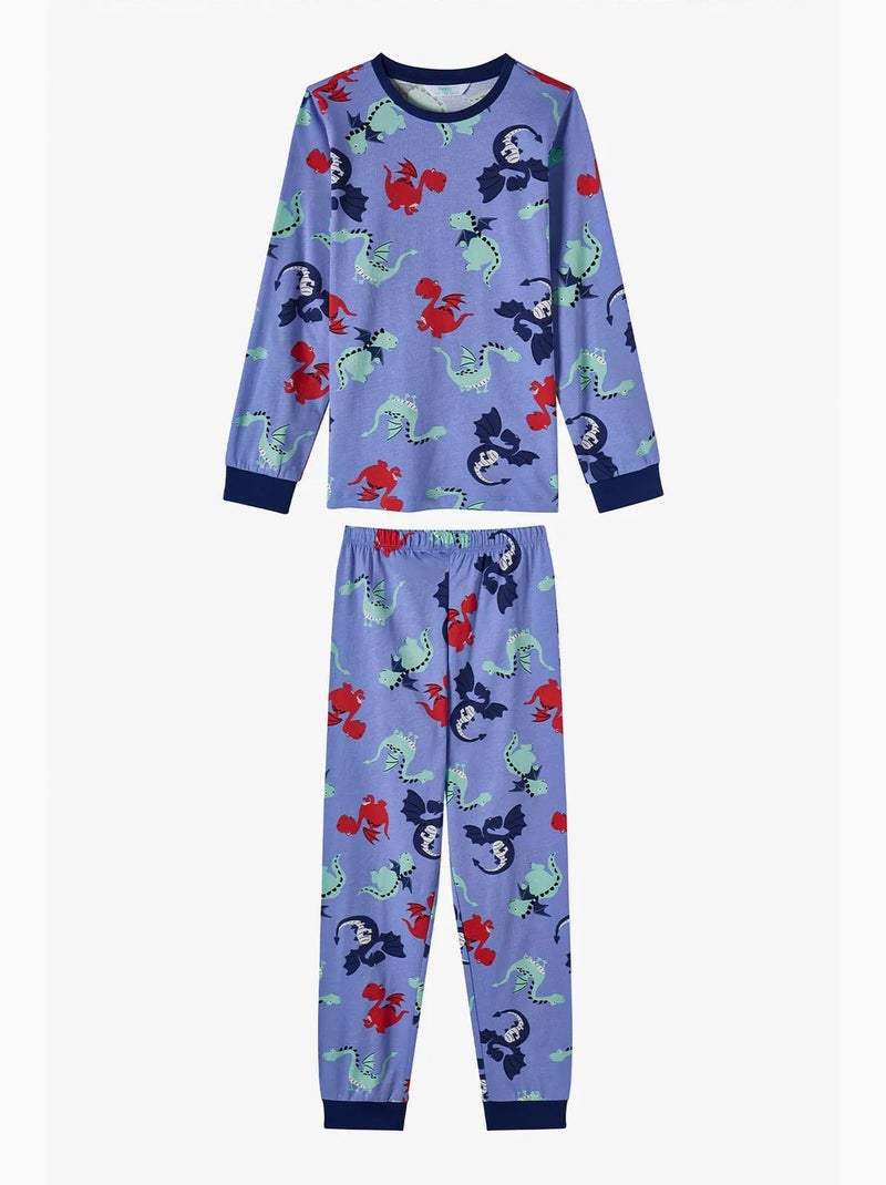 Conjunto de pijama infantil dragon repeat de manga comprida penti Azul Vermelho - Kiabi