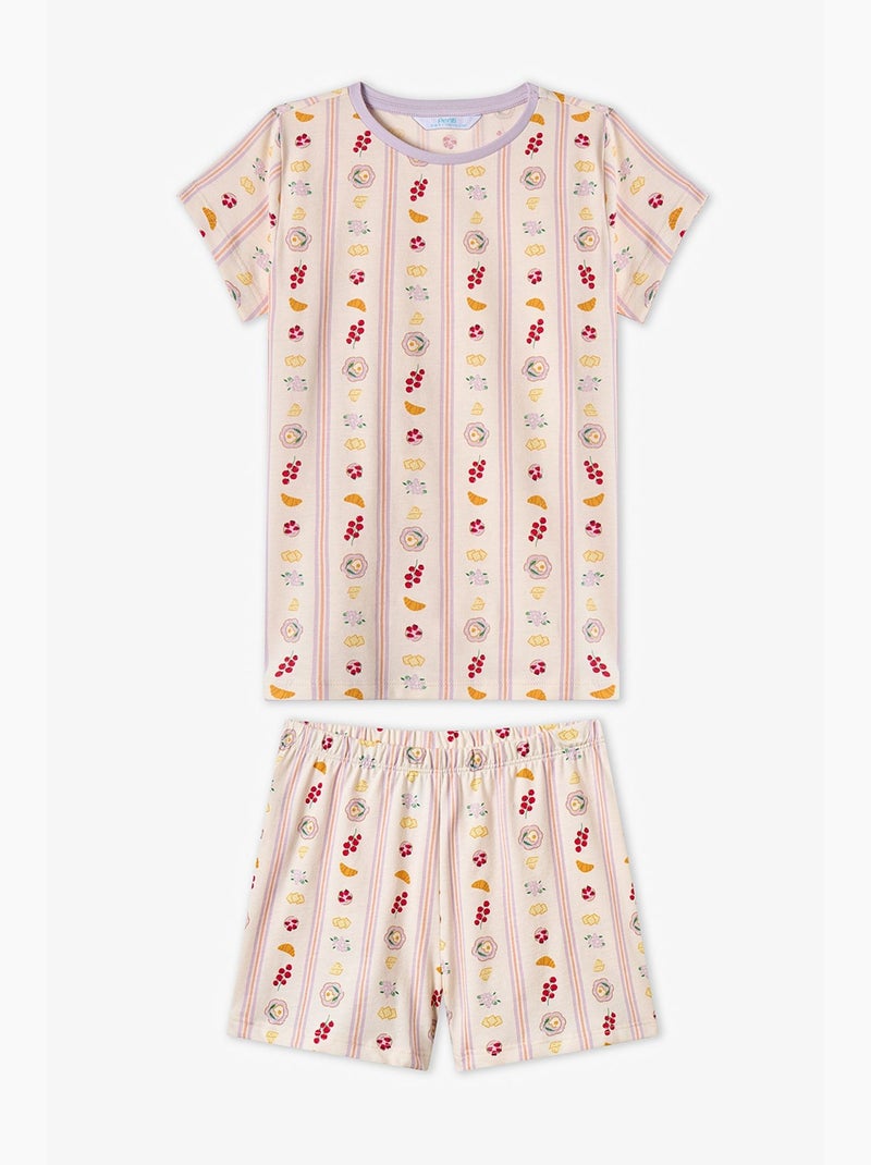 Conjunto de pijama infantil picnic de manga curta penti Lavanda - Kiabi