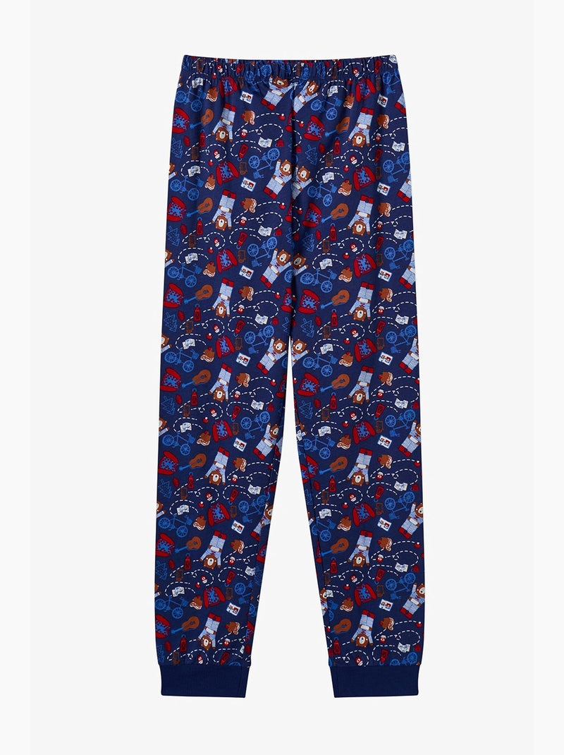Conjunto de pijama infantil style repeat de manga comprida penti Azul Vermelho Branco - Kiabi
