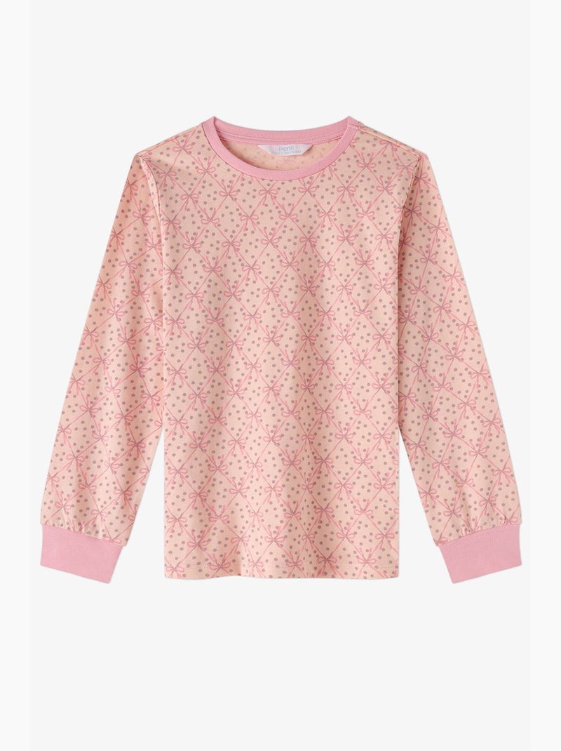 Conjunto de pijama infantil whisper bows em algodão de manga comprida penti Rosa - Kiabi