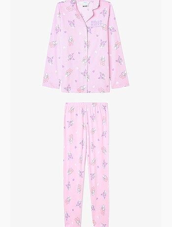 Conjunto de pijama kuromi friends de manga comprida em algodão para menina penti