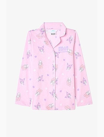 Conjunto de pijama kuromi friends de manga comprida em algodão para menina penti