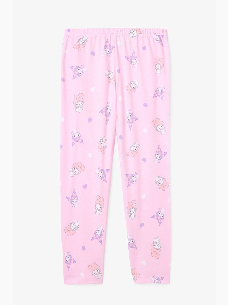 Conjunto de pijama kuromi friends de manga comprida em algodão para menina penti Rosa - Kiabi
