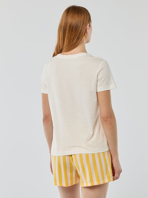 Conjunto de pijama leve às riscas - top + calções - Kiabi Conjunto de pijama leve às riscas - top + calções - Kiabi