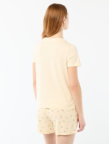 Conjunto de pijama leve com top + calções com riscas