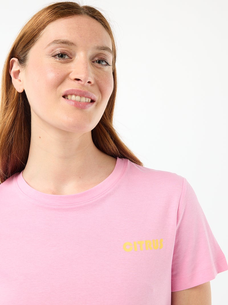 Conjunto de pijama leve com top + calções com riscas Violeta - Kiabi