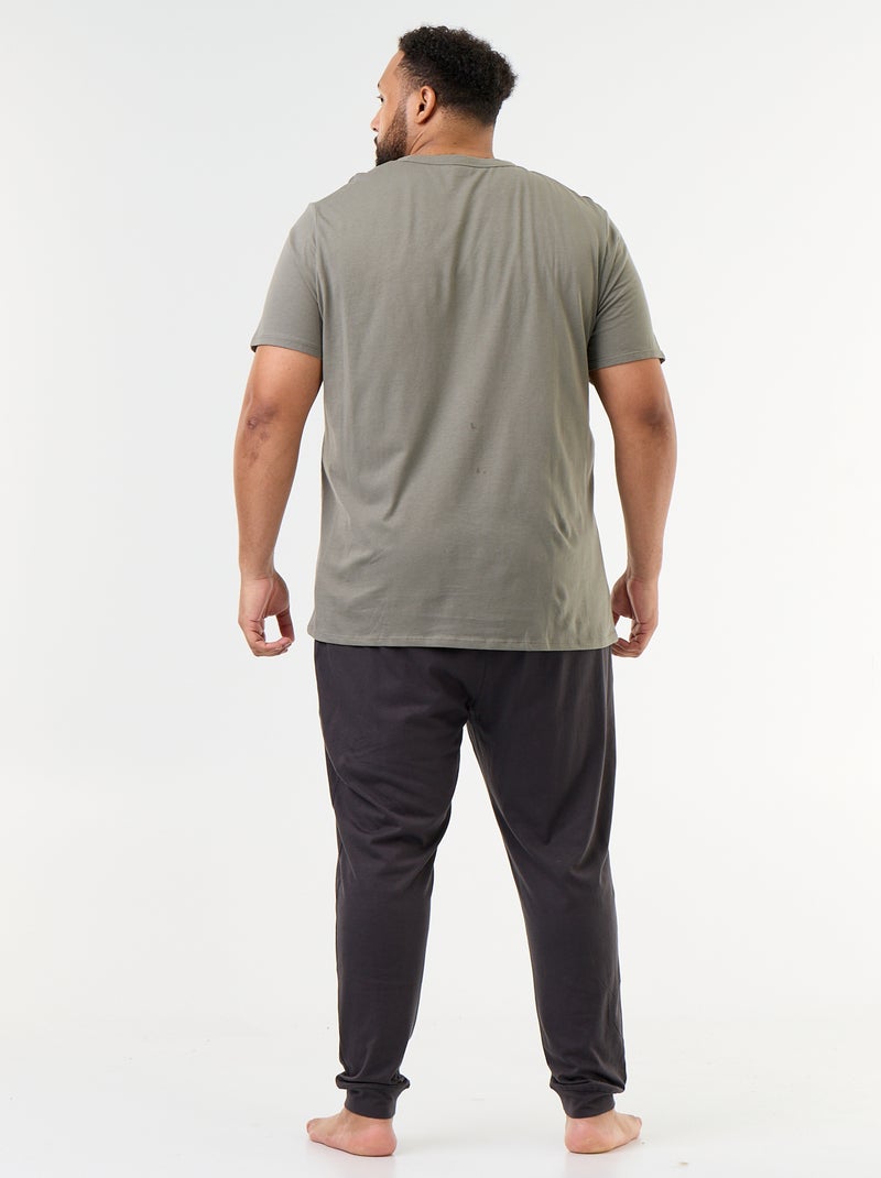 Conjunto de pijama longo t-shirt + calças - 2 peças Cinza - Kiabi