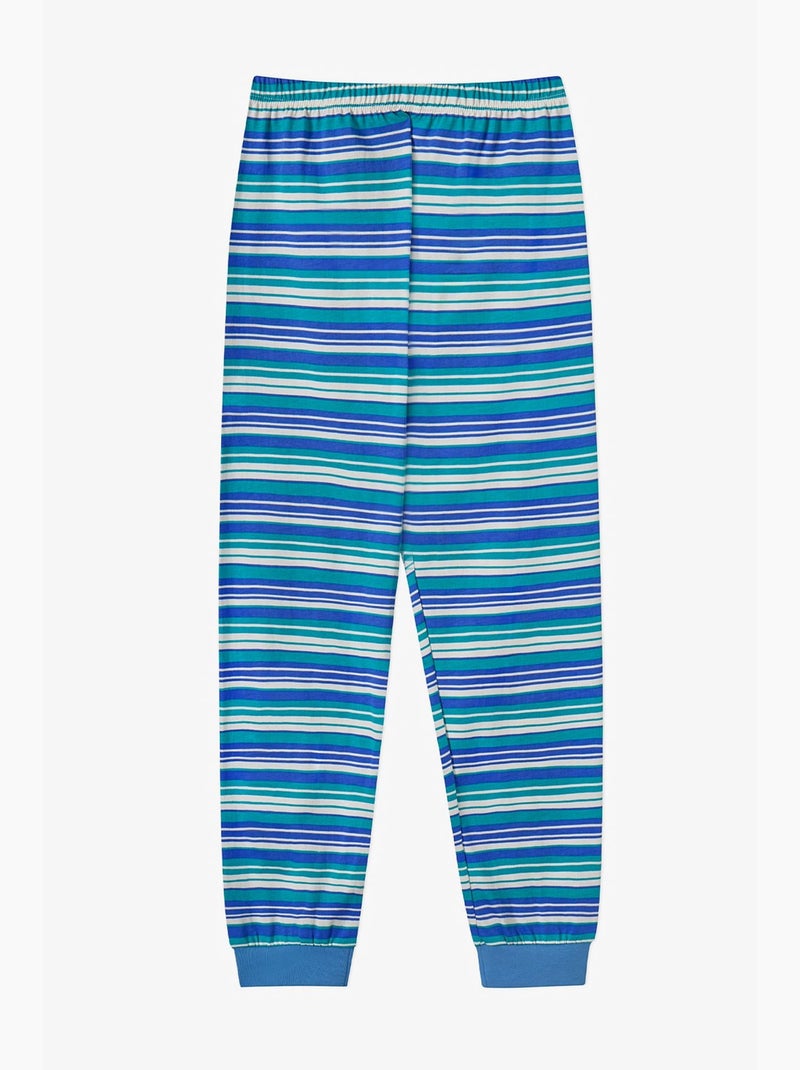 Conjunto de pijama lovers às riscas para menino de manga comprida penti Azul Verde Branco - Kiabi