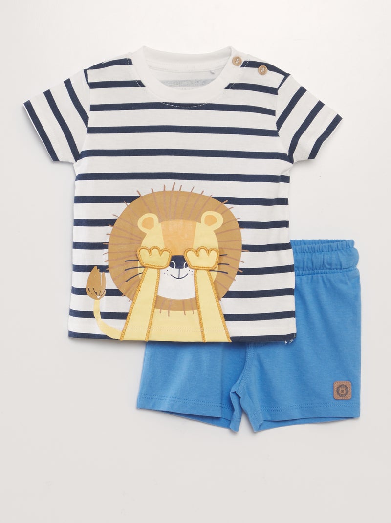 Conjunto de pijama lúdico 'Leão' - 2 peças AZUL - Kiabi