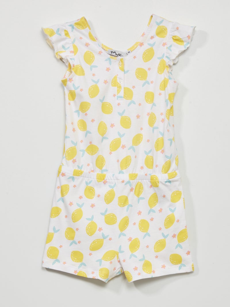 Conjunto de pijama macacão-calção AMARELO - Kiabi