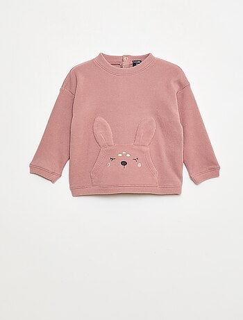 Conjunto de pijama macio com coelho animado - 2 peças