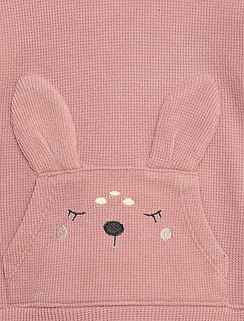 Conjunto de pijama macio com coelho animado - 2 peças