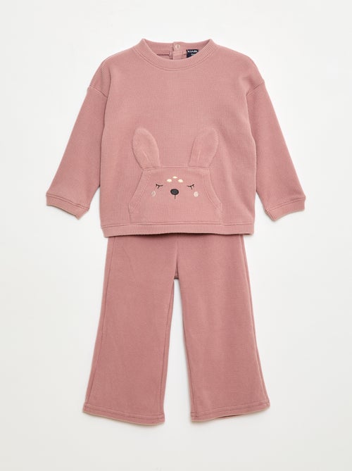 Conjunto de pijama macio com coelho animado - 2 peças - Kiabi