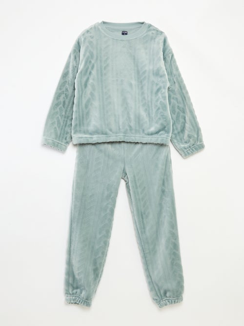 Conjunto de pijama macio liso - Kiabi