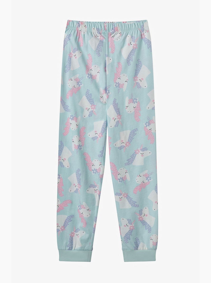 Conjunto de pijama magical repeat infantil de algodão, manga comprida penti Azul-céu - Kiabi