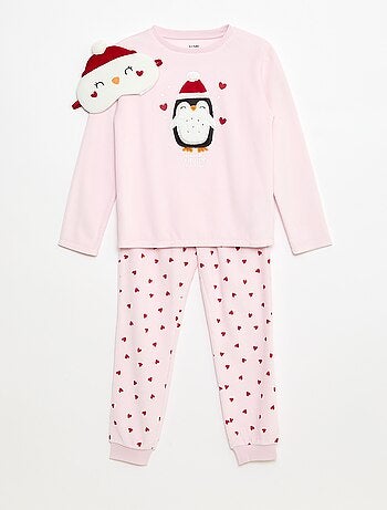 Conjunto de pijama + máscara de Natal em veludo