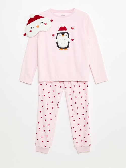 Conjunto de pijama + máscara de Natal em veludo - Kiabi