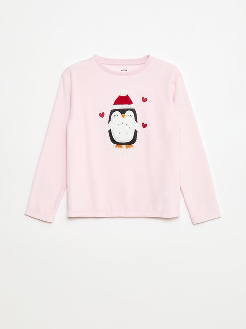 Conjunto de pijama + máscara de Natal em veludo - Kiabi