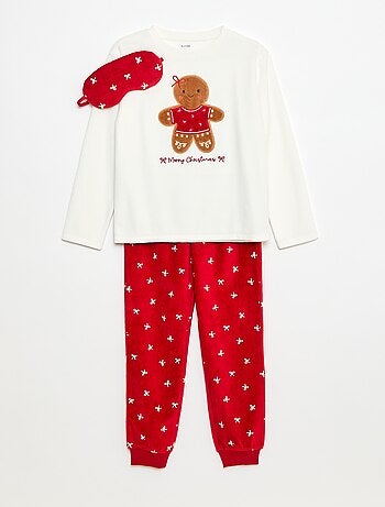 Conjunto de pijama + máscara de Natal em veludo
