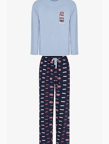 Conjunto de pijama masculino aurora station com estampa geométrica e manga longa penti