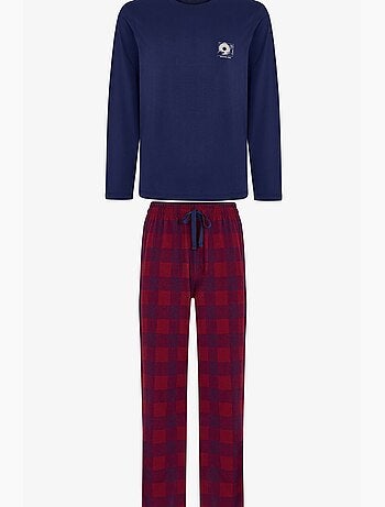 Conjunto de pijama masculino echo block xadrez de manga longa penti